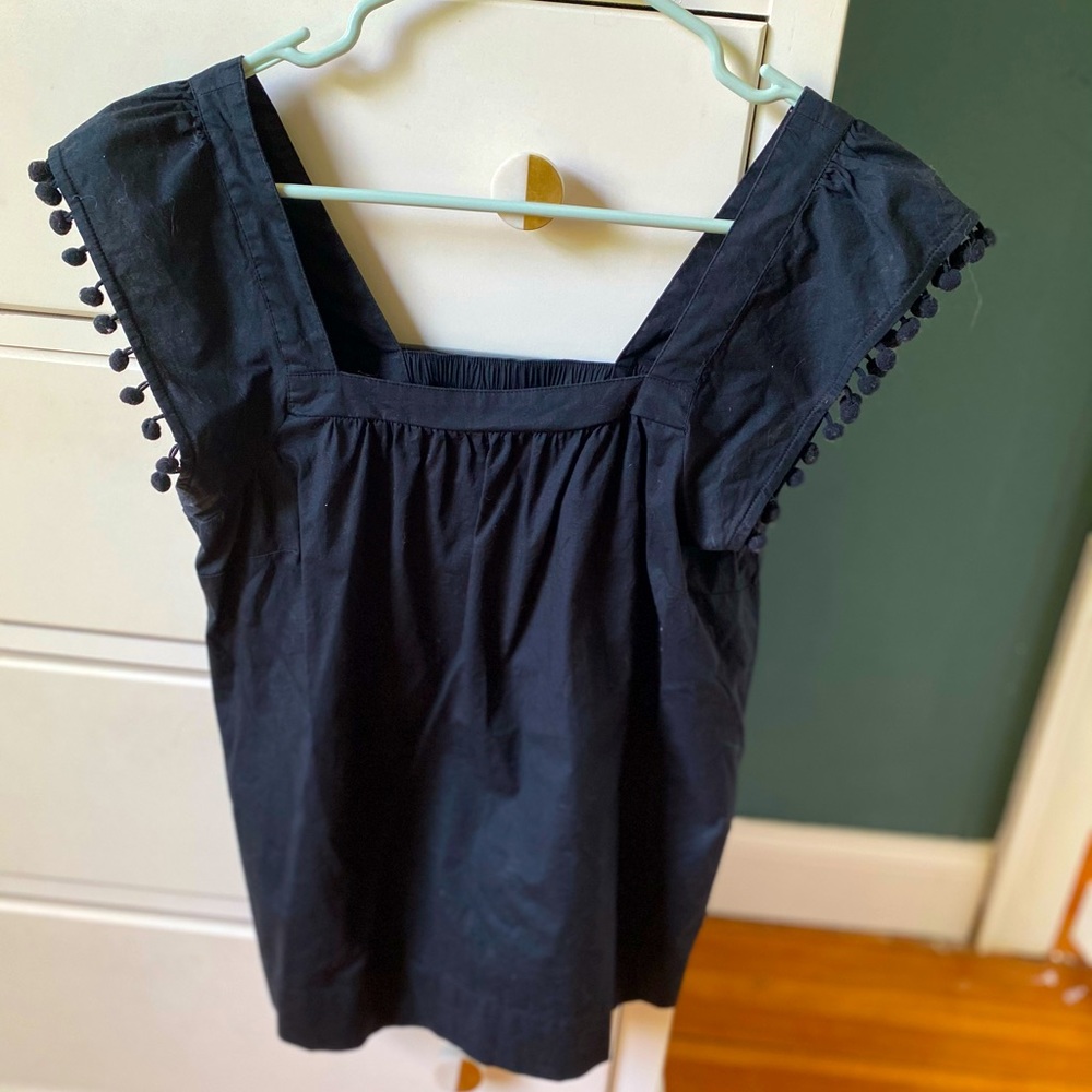 J.Crew top size 0 with Pom Pom sleeves